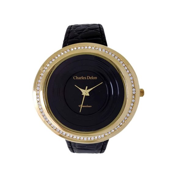 Charles Delon Casual Style Black/Gold Watch - Picture 1 of 3
